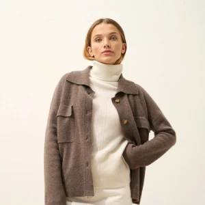 HEKLA veste col chemise taupe chiné