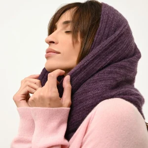 HUTTON tour de cou 4 fils violet chiné