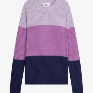 ILYANA pull col rond 6 fils tri-color mauve/parme/purple