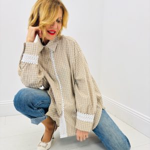 Chemise Oversize à Petits Carreaux en Coton – esprit chic décontracté