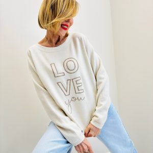 Pull “Love” À Col Rond En Maille Douce