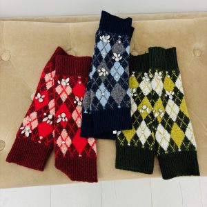 Mitaines Motif Argyle Ornées De Détails Bijoux – Marque Ange