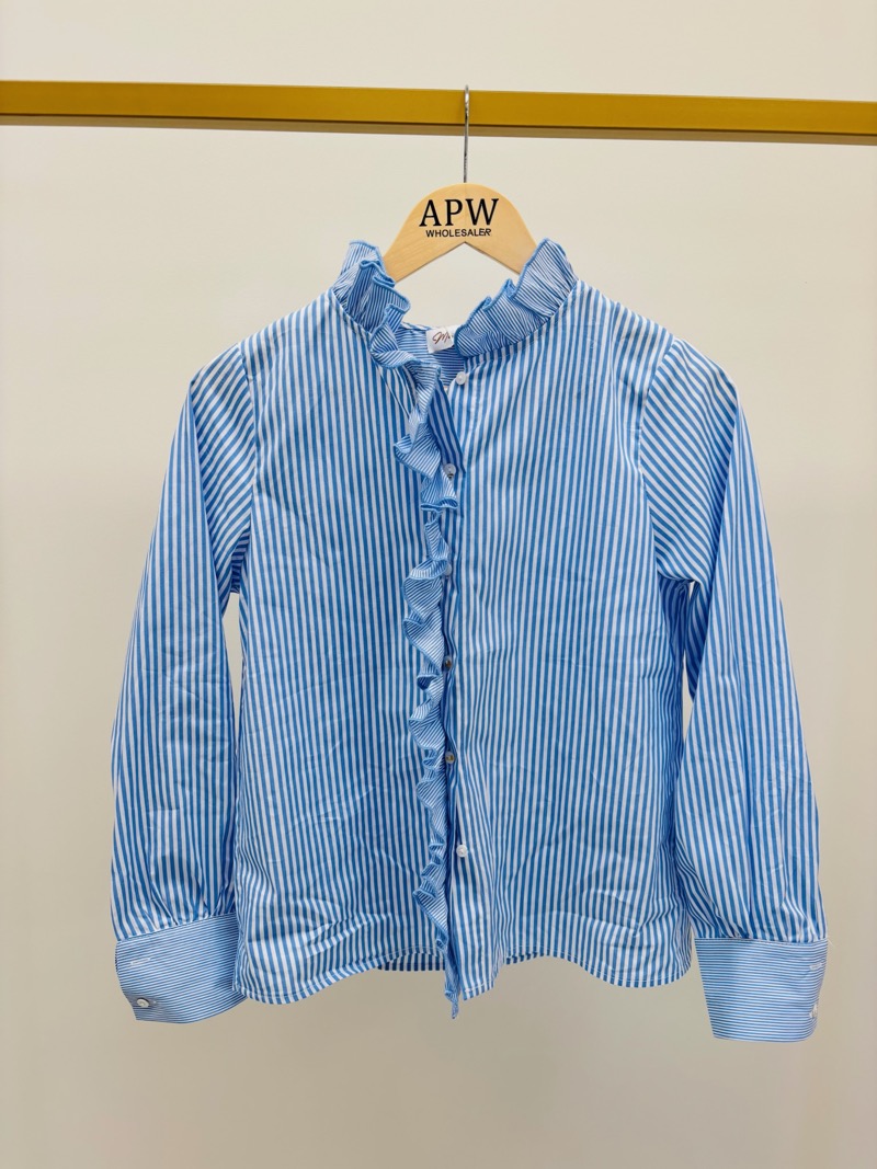 Chemise Rayée à Volants en Coton – élégance graphique et féminité moderne – Image 5