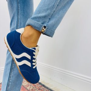 Baskets Plates Rétro à Lignes Contrastées