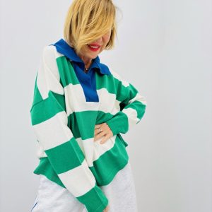 Polo Rayé en Coton à Rayures Graphiques