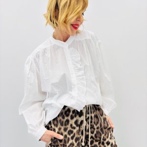 Blouse À Volants Devant – Élégance Romantique Et Intemporelle