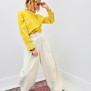 Chemise À Carreaux En Coton À Col Victorien