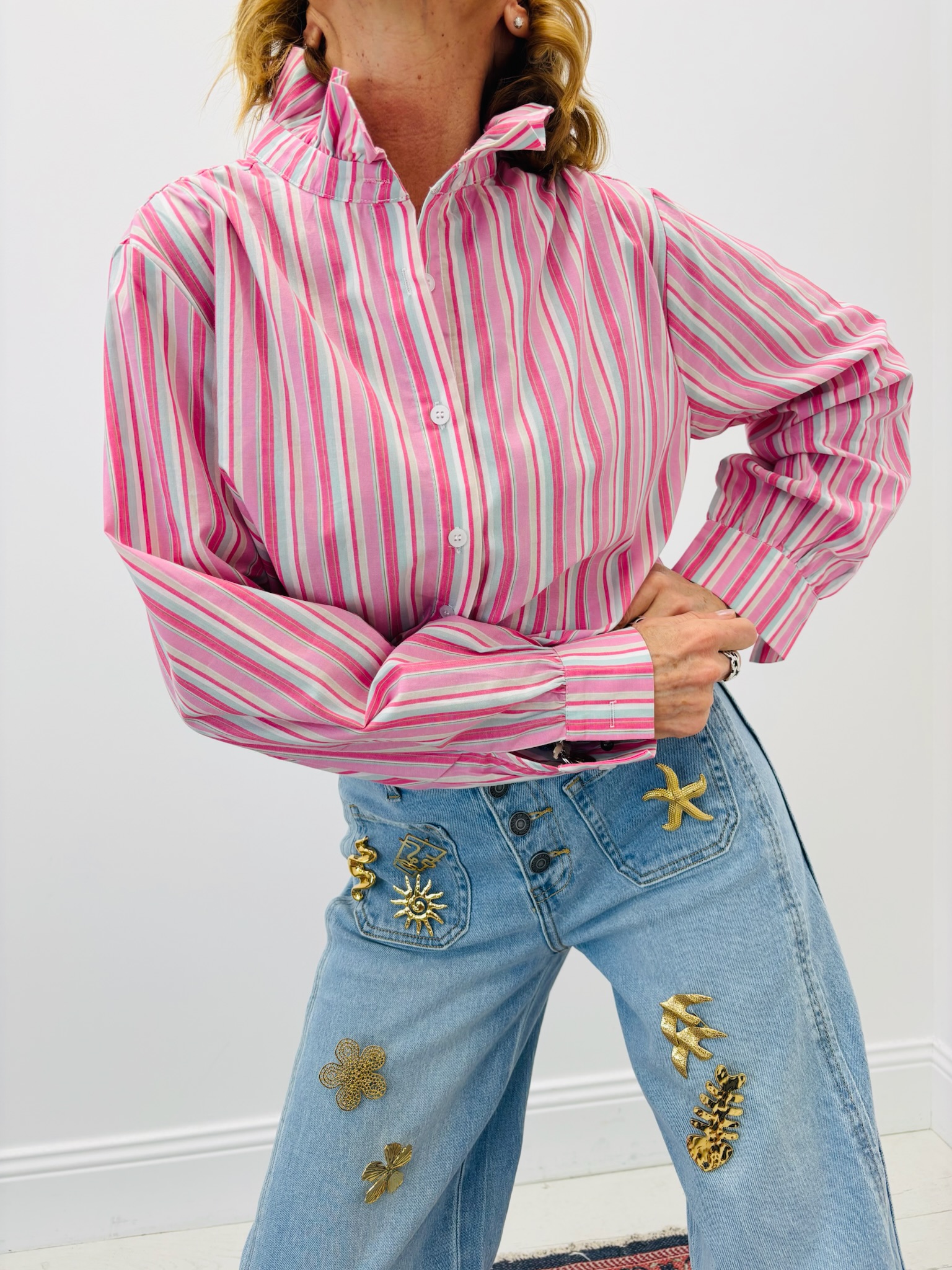 Chemise Rayée À Col Victorien En Coton – Image 6