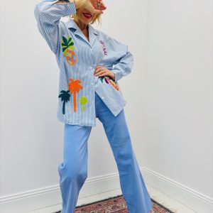 Chemise Rayée Brodée En Coton