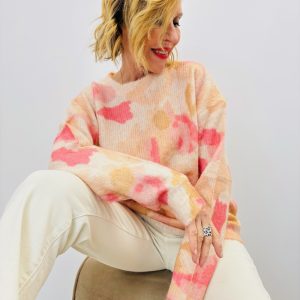 Pull Motif Aquarelle Tons Chauds – Maille Douce & Lumineuse