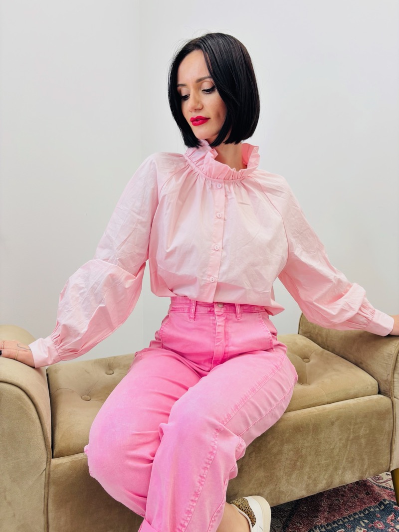 Chemise en Coton à Col Volanté – Élégance Douce & Féminine – Image 4