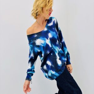 Pull Oversize Tie & Dye Bleu – Viscose & Modal Ultra Doux