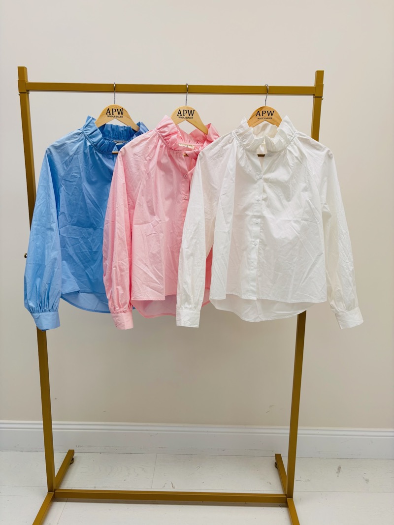 Chemise en Coton à Col Volanté – Élégance Douce & Féminine – Image 3