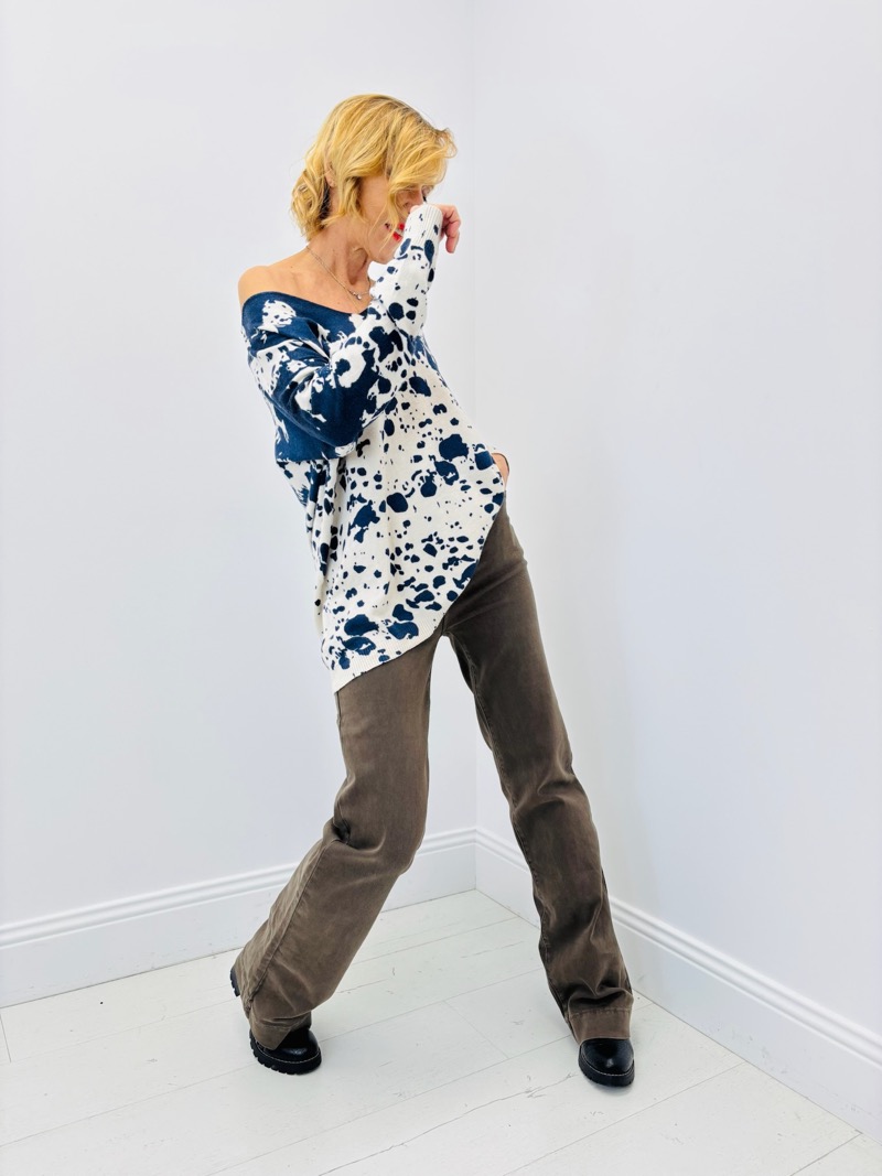 Pull Oversize Tacheté Bleu Marine – Viscose & Modal Ultra Doux - Image 6