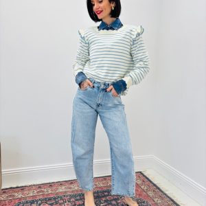 Pull Rayé en Viscose – 2 Façons de Porter & Féminité Moderne