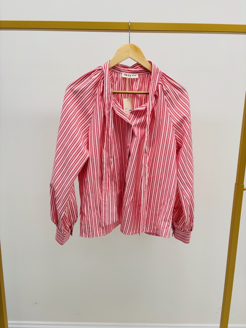 Chemise Lavallière Rayée en Coton – Élégance Féminine & Intemporelle – Image 3