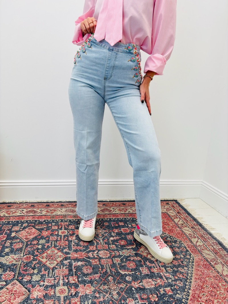 Jean Liberty Coupe Wide Leg – Détail Brodé & Esprit Bohème Chic – Image 4