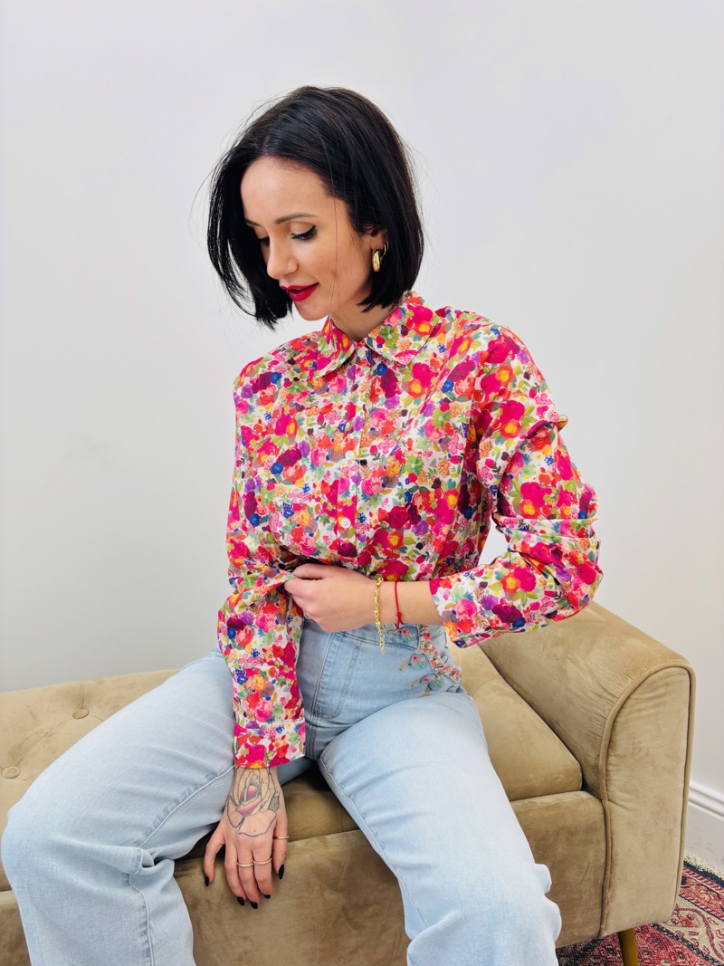 Chemise Fleurie Multicolore en Coton – Éclat Printanier & Style Féminin
