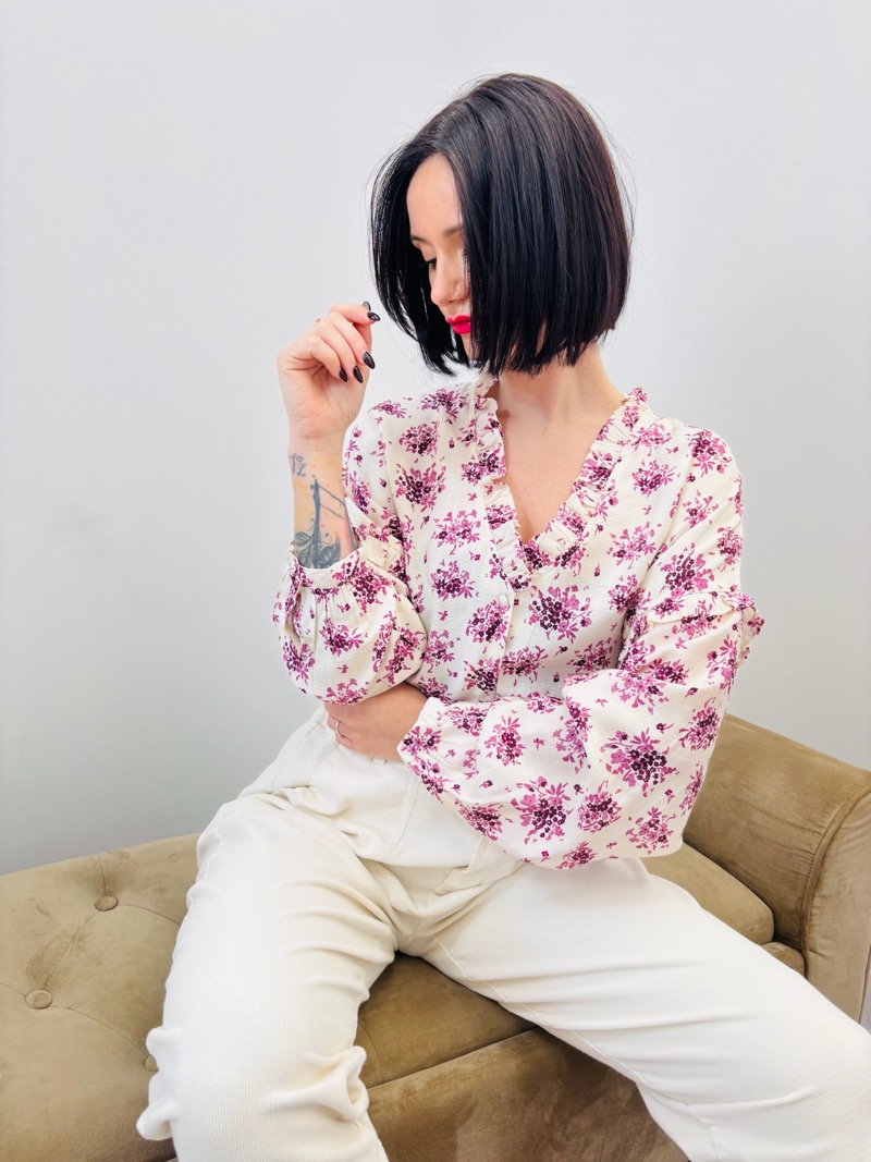 Chemise Fleurie en Viscose à Volants – Douceur Bohème & Élégance Naturelle – Image 4