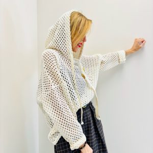 Pull à Capuche en Tricot 100% Coton – Look Aéré & Style Italien