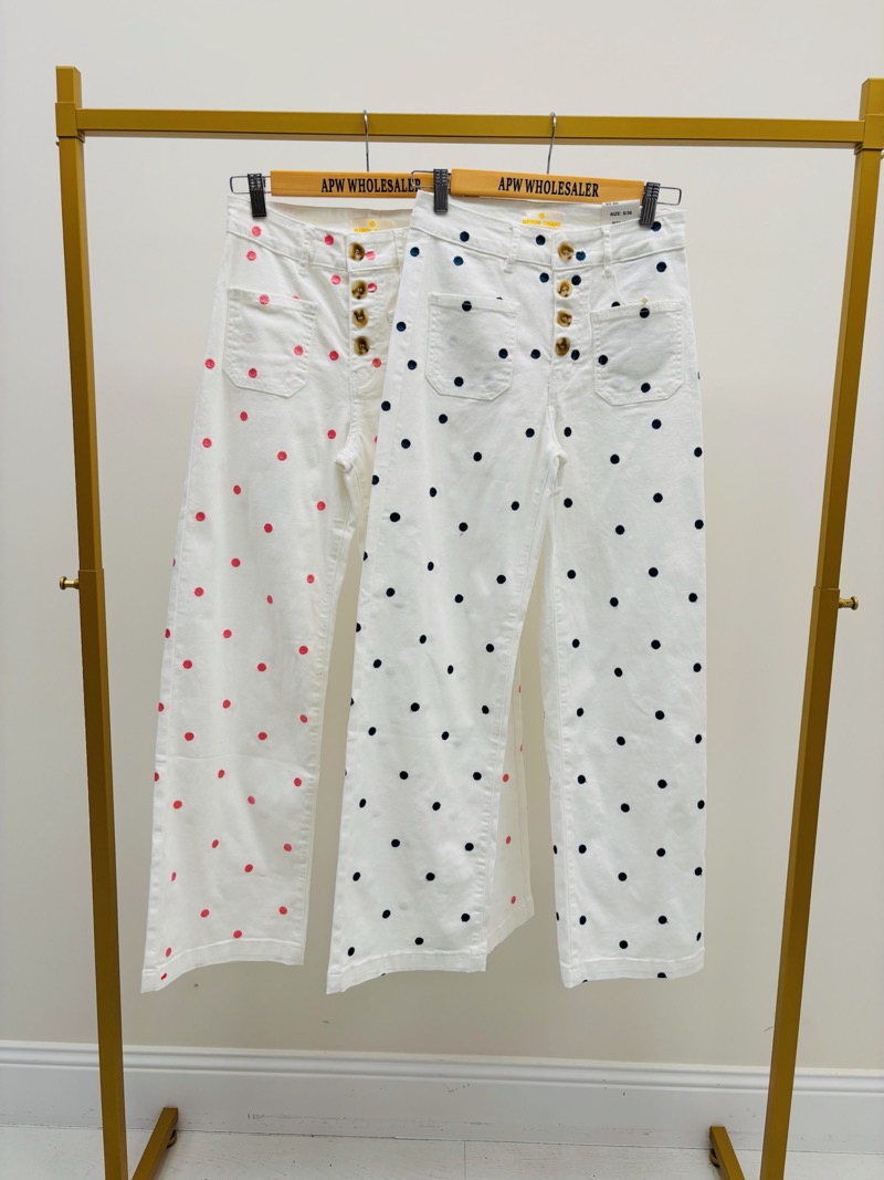 Jean Coupe Wide Leg À Pois Taille Haute – Image 3