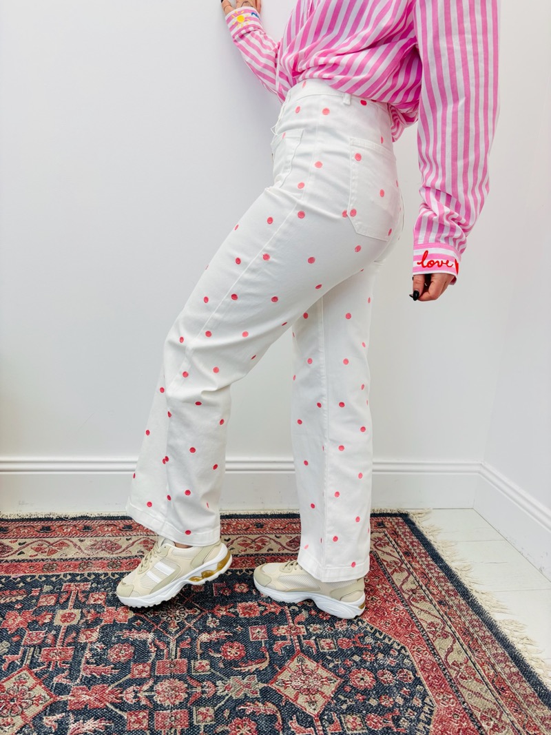 Jean Coupe Wide Leg À Pois Taille Haute – Image 6