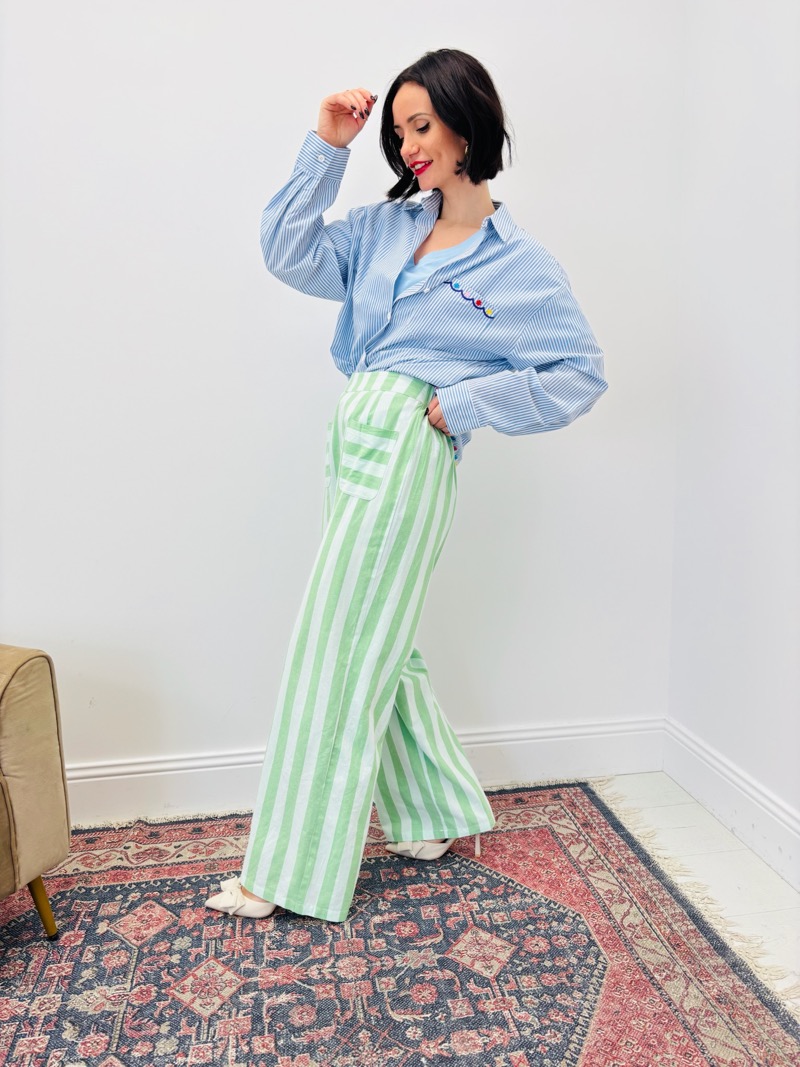 Chemise Rayée En Coton À Broderies Florales Et Finition Festonnée – Image 4