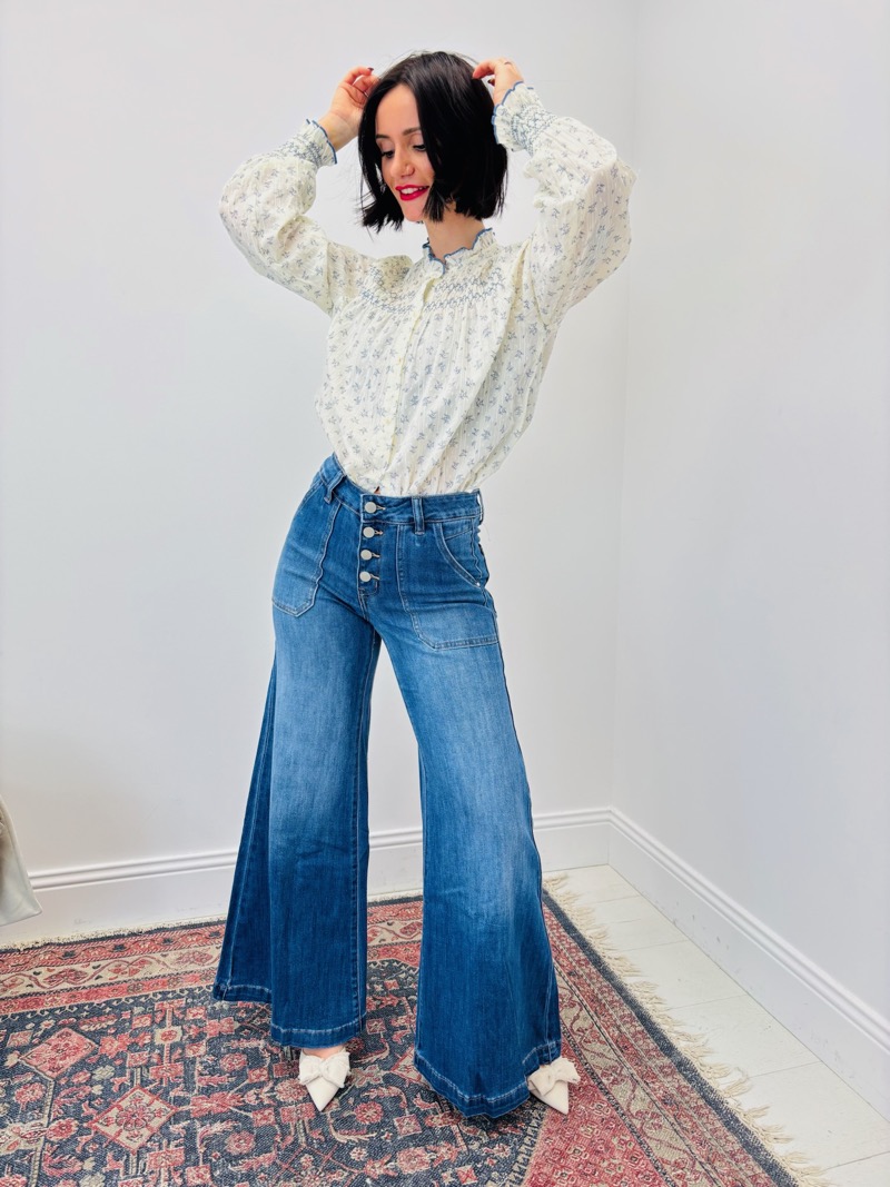 Chemise En Coton Imprimé À Smocks Brodés Et Col Volanté - Image 7