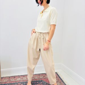 Pantalon En Simili Cuir À Taille Élastiquée Et Coupe Moderne