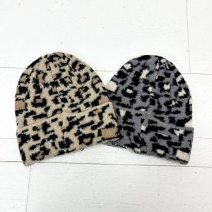 Bonnet Léopard Gris 100% Viscose – Style Doux & Graphique