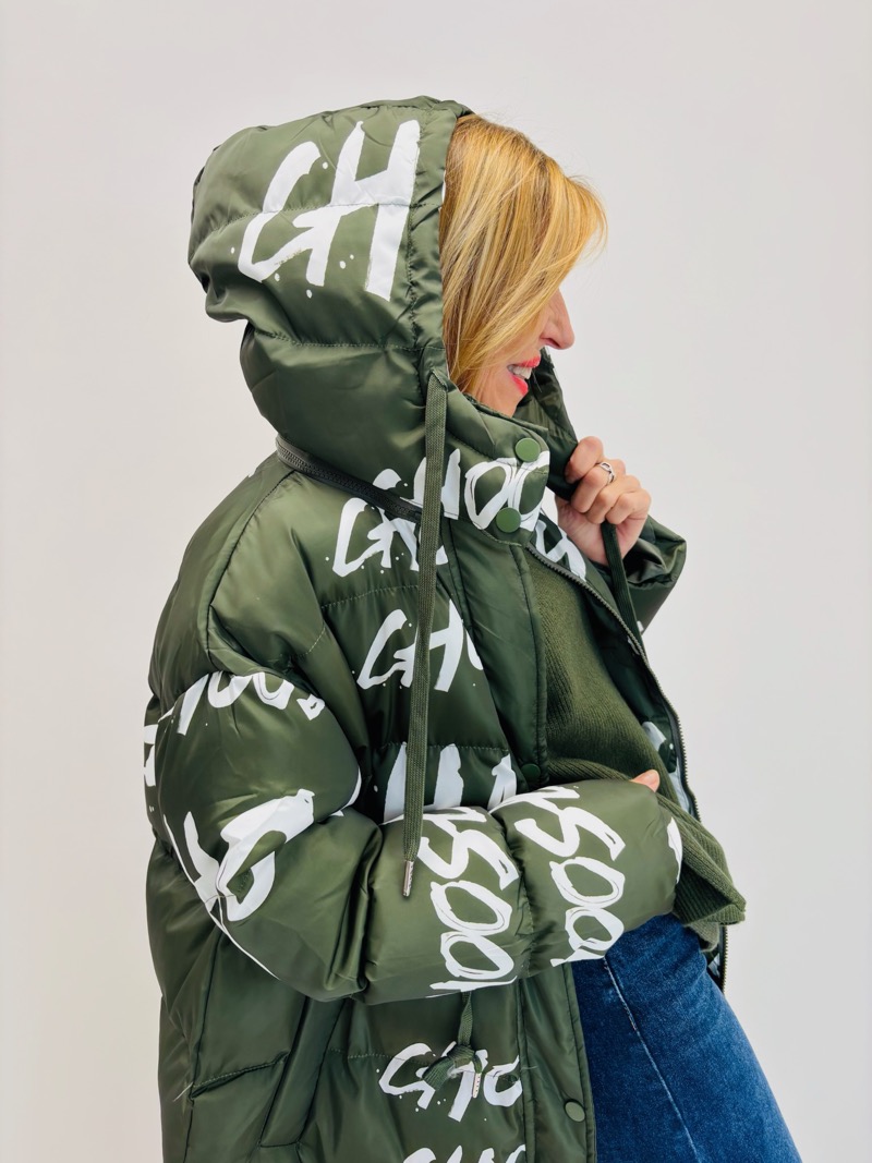 Doudoune Longue Imprimée – Volume Moderne & Capuche Amovible – Image 3