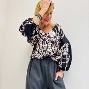 Top Imprimé Joye & Joye – Coupe Fluide & Manches Bouffantes