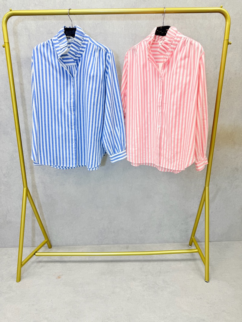 Chemise rayée rose et blanche avec col volanté – Grande Taille – Fraîcheur et élégance féminine - Image 3