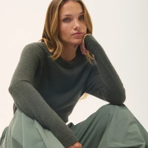 JANE pull col rond kaki chiné