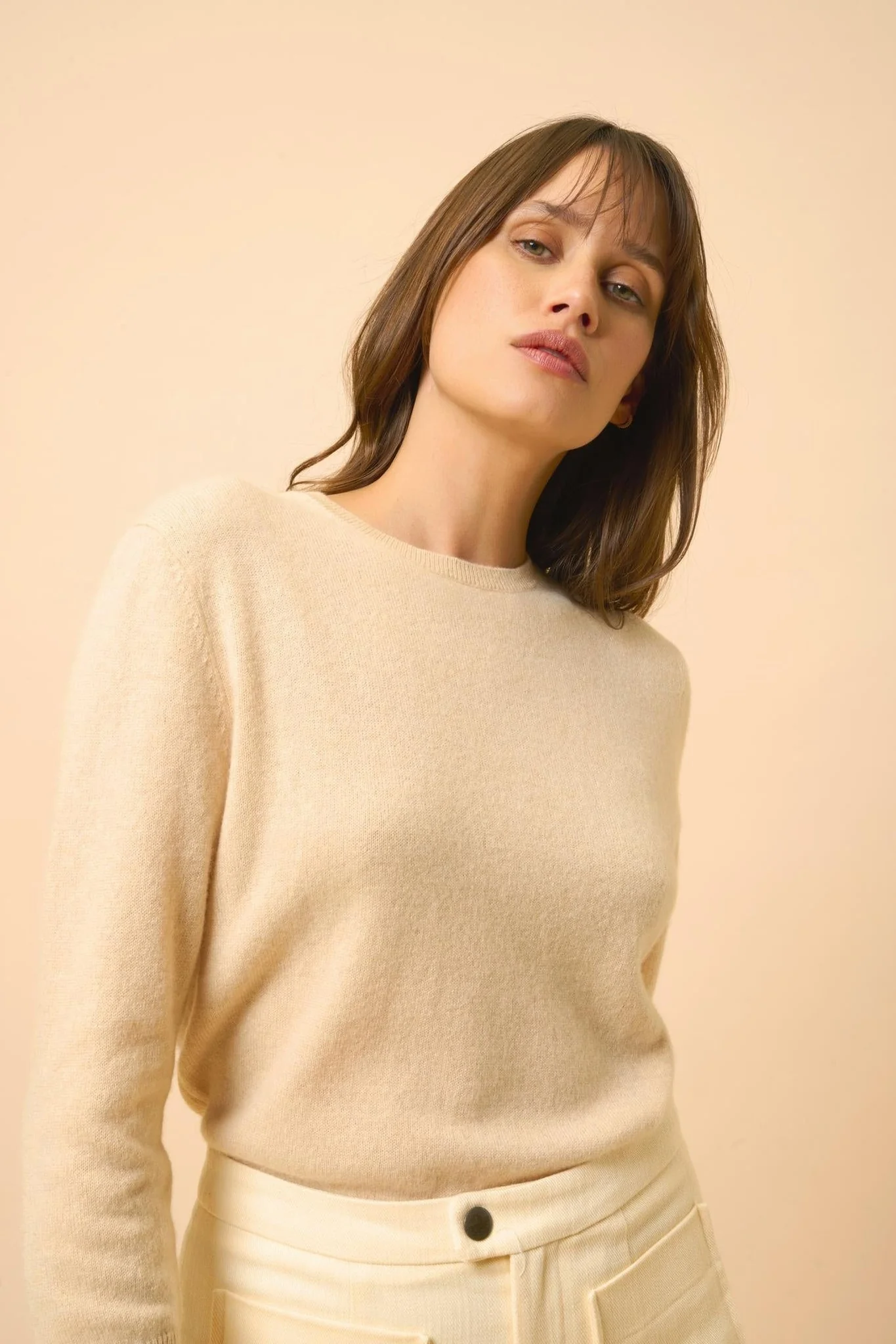 JANICE pull col rond sable