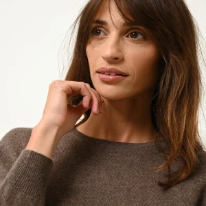 JANICE pull col rond taupe chiné