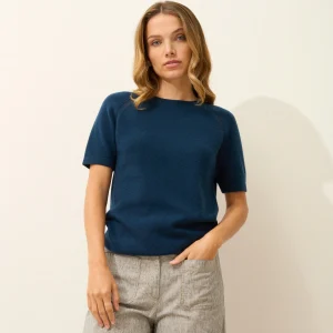 LAÏSA t-shirt col rond bleu pétrole