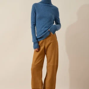 LEXIE pull col roulé bleu denim