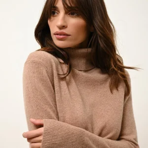 LEXIE pull col roulé camel chiné