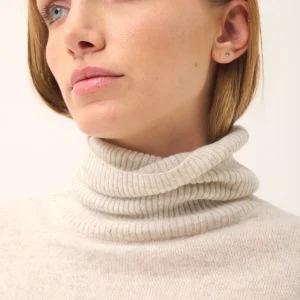 LEXIE pull col roulé gris perle chiné
