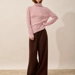 LEXIE pull col roulé guimauve chiné