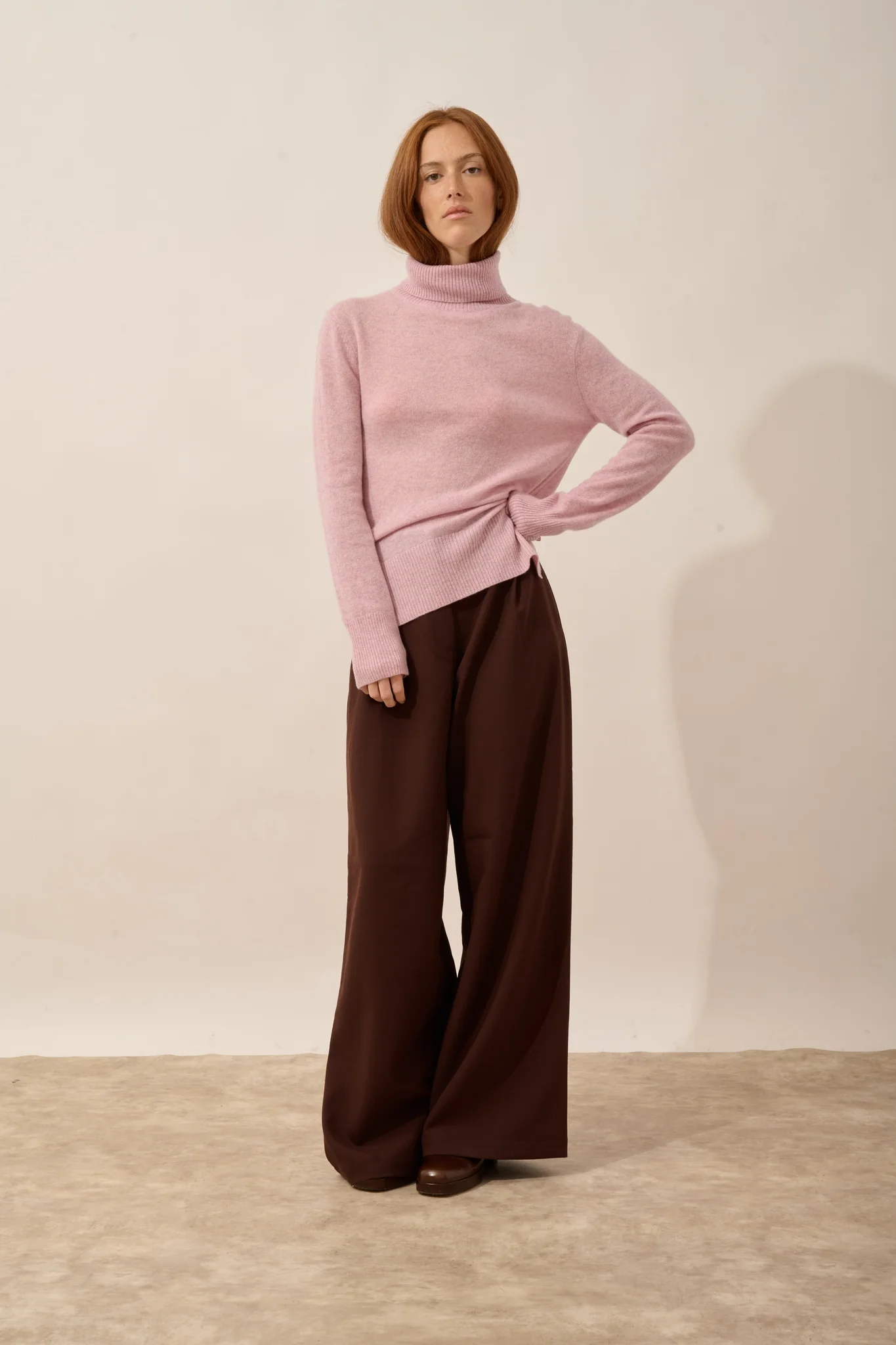 LEXIE pull col roulé guimauve chiné