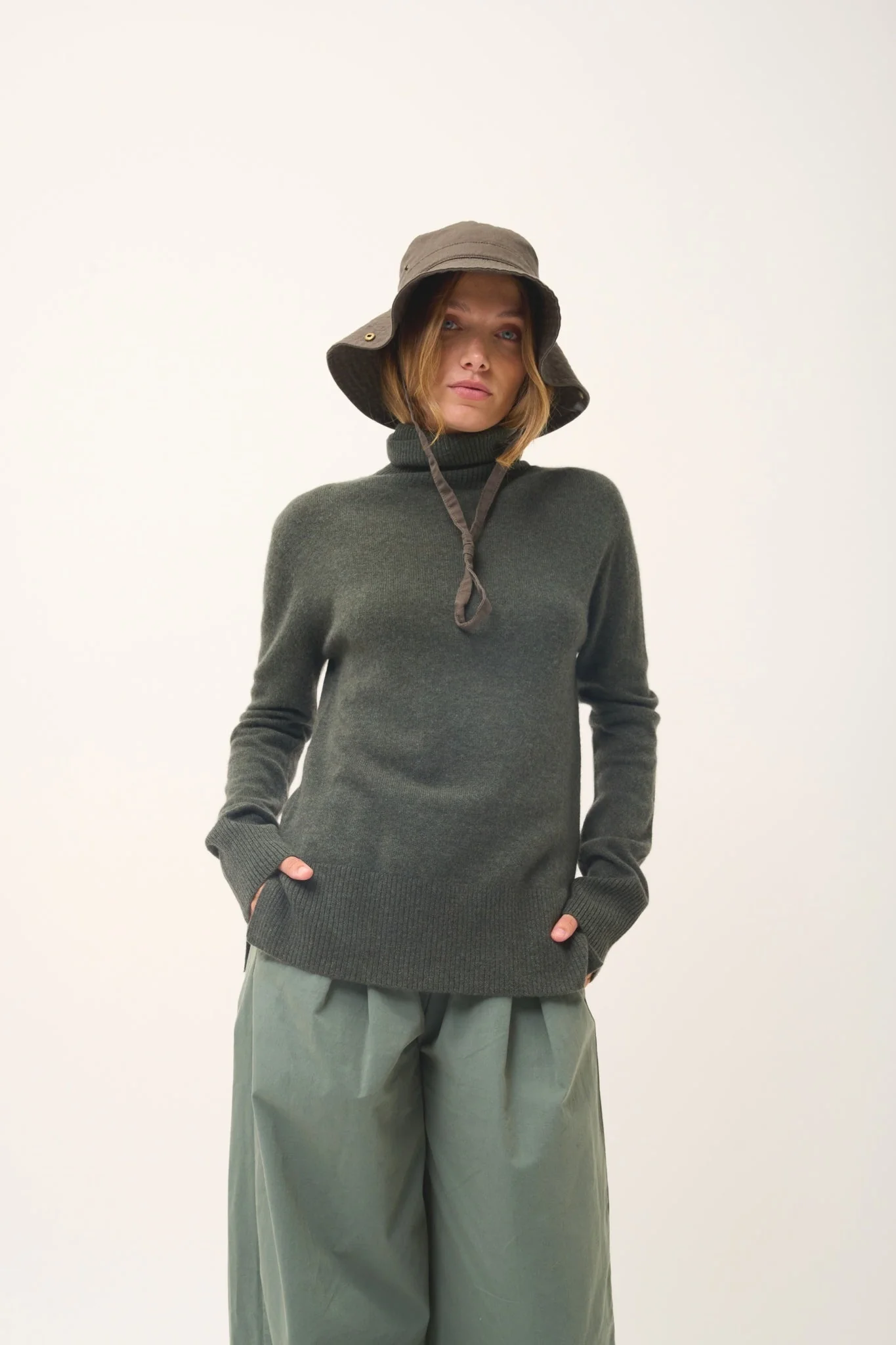 LEXIE pull col roulé kaki chiné - Image 2