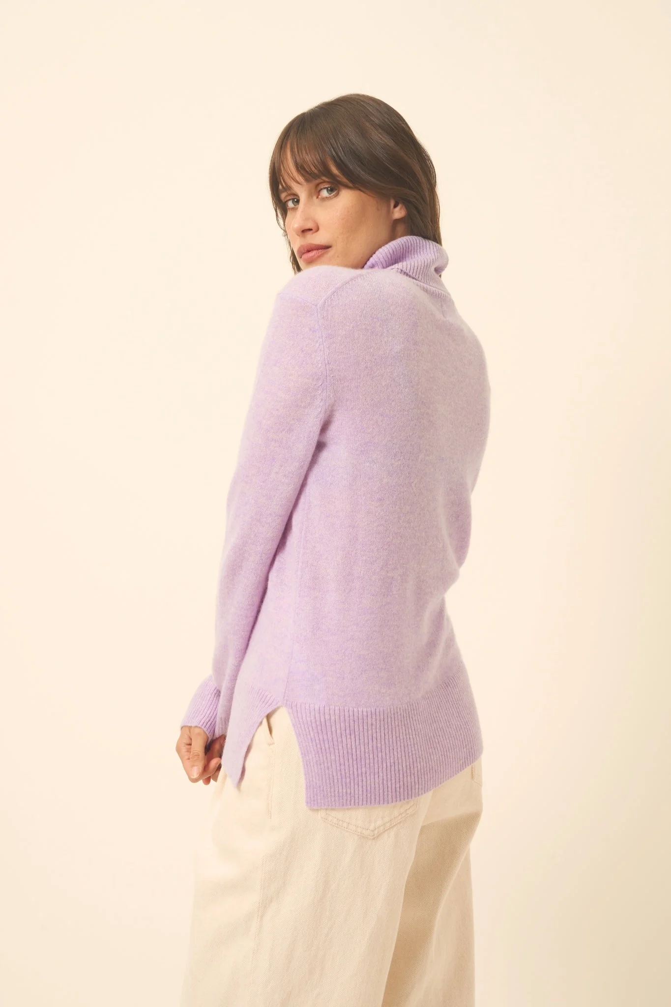 LEXIE pull col roulé mauve chiné - Image 4