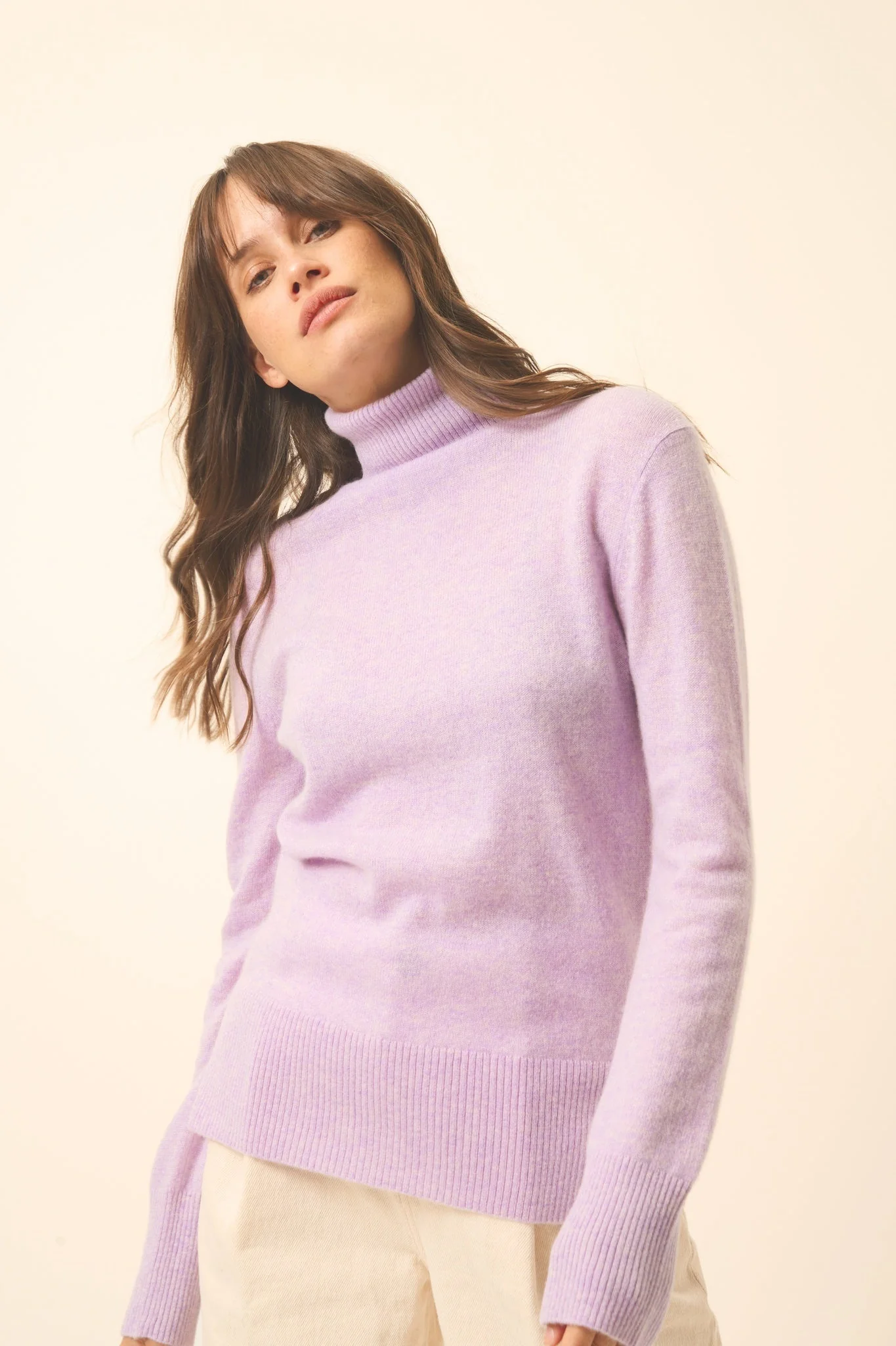 LEXIE pull col roulé mauve chiné - Image 7