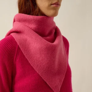 LIMA écharpe triangle avec franges 4 fils fraise