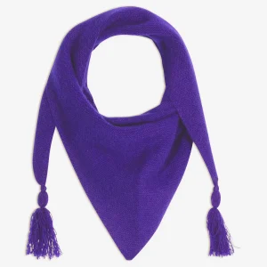 LIMA écharpe triangle avec franges 4 fils gentiane