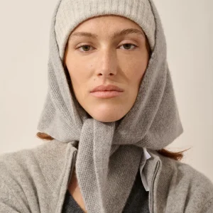 LIMA écharpe triangle avec franges 4 fils givre