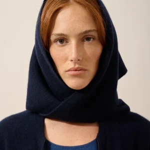 LIMA écharpe triangle avec franges 4 fils navy