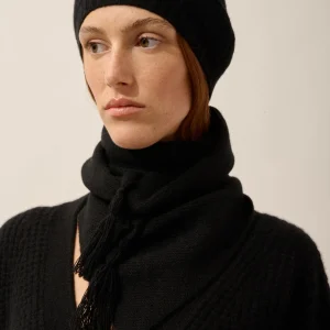 LIMA écharpe triangle avec franges 4 fils noir